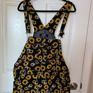 Sunflower skull overall shorts